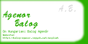 agenor balog business card